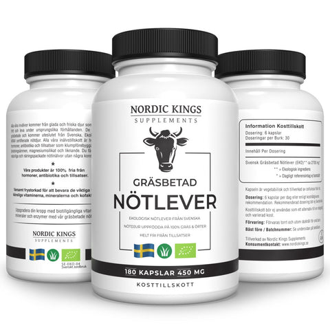 Nordic Kings Gräsbetad & Ekologisk Nötlever Kapslar - Naturshopen.se