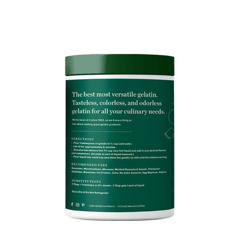 Great Lakes Wellness Grass-Fed Beef Gelatin – burkens sida med bruksanvisning