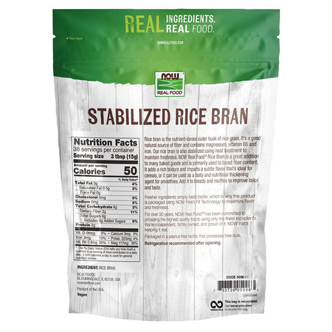 Now Foods Real Food Stabilized Rice Bran 567g